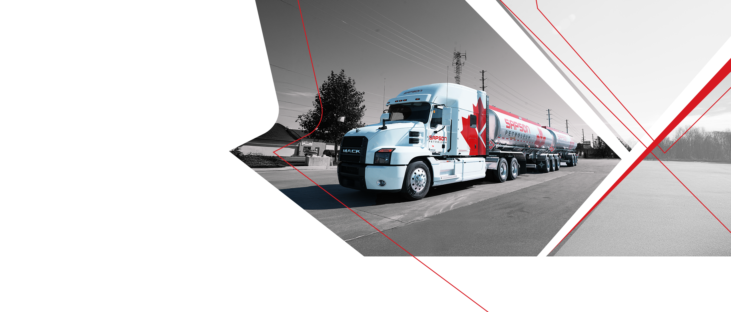 Sapson Petroleum B-train tanker delivering fuel to Ontario gas stations